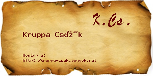 Kruppa Csák névjegykártya